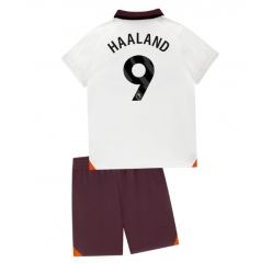 Strój piłkarski Manchester City Erling Haaland #9 Koszulka Wyjazdowej dziecięce 2023-24 Krótki Rękaw (+ Krótkie spodenki)