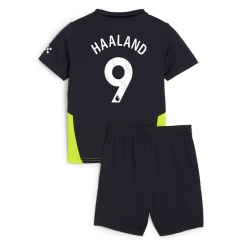 Strój piłkarski Manchester City Erling Haaland #9 Koszulka Wyjazdowej dziecięce 2024-25 Krótki Rękaw (+ Krótkie spodenki)