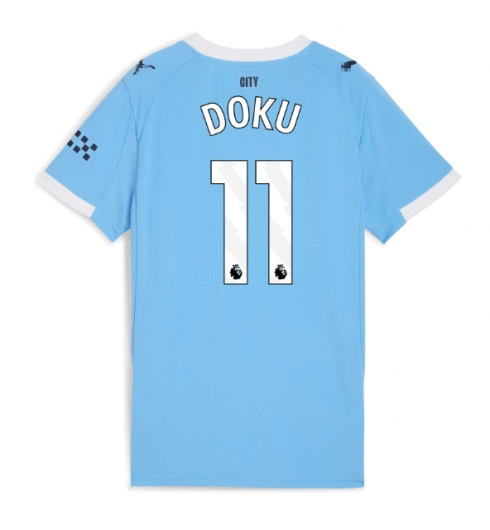 Strój piłkarski Manchester City Jeremy Doku #11 Koszulka Podstawowej damskie 2025-26 Krótki Rękaw Strój piłkarski Manchester City Jeremy Doku #11 Koszulka Podstawowej damskie 2025-26 Krótki Rękaw