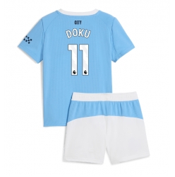 Strój piłkarski Manchester City Jeremy Doku #11 Koszulka Podstawowej dziecięce 2025-26 Krótki Rękaw (+ Krótkie spodenki)
