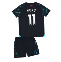 Strój piłkarski Manchester City Jeremy Doku #11 Koszulka Trzeciej dziecięce 2023-24 Krótki Rękaw (+ Krótkie spodenki)