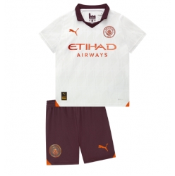 Strój piłkarski Manchester City Koszulka Wyjazdowej dziecięce 2023-24 Krótki Rękaw (+ Krótkie spodenki)