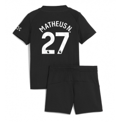 Strój piłkarski Manchester City Matheus Nunes #27 Koszulka Wyjazdowej dziecięce 2025-26 Krótki Rękaw (+ Krótkie spodenki)