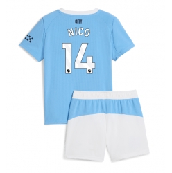 Strój piłkarski Manchester City Nico Gonzalez #14 Koszulka Podstawowej dziecięce 2025-26 Krótki Rękaw (+ Krótkie spodenki)