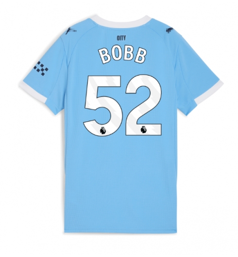 Strój piłkarski Manchester City Oscar Bobb #52 Koszulka Podstawowej damskie 2025-26 Krótki Rękaw Strój piłkarski Manchester City Oscar Bobb #52 Koszulka Podstawowej damskie 2025-26 Krótki Rękaw