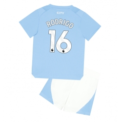 Strój piłkarski Manchester City Rodri Hernandez #16 Koszulka Podstawowej dziecięce 2023-24 Krótki Rękaw (+ Krótkie spodenki)