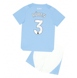 Strój piłkarski Manchester City Ruben Dias #3 Koszulka Podstawowej dziecięce 2023-24 Krótki Rękaw (+ Krótkie spodenki)