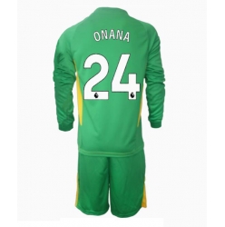 Strój piłkarski Manchester United Andre Onana #24 Bramkarskie Koszulka Trzeciej dziecięce 2024-25 Długi Rękaw (+ Krótkie spodenki)