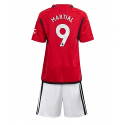 Strój piłkarski Manchester United Anthony Martial #9 Koszulka Podstawowej dziecięce 2023-24 Krótki Rękaw (+ Krótkie spodenki)