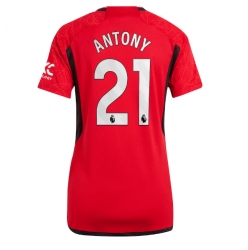 Strój piłkarski Manchester United Antony #21 Koszulka Podstawowej damskie 2023-24 Krótki Rękaw