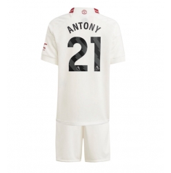 Strój piłkarski Manchester United Antony #21 Koszulka Trzeciej dziecięce 2023-24 Krótki Rękaw (+ Krótkie spodenki)