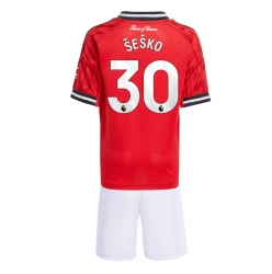 Strój piłkarski Manchester United Benjamin Sesko #30 Koszulka Podstawowej dziecięce 2025-26 Krótki Rękaw (+ Krótkie spodenki)