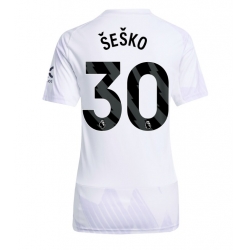 Strój piłkarski Manchester United Benjamin Sesko #30 Koszulka Wyjazdowej damskie 2025-26 Krótki Rękaw