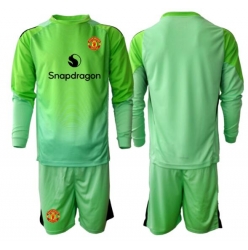 Strój piłkarski Manchester United Bramkarskie Koszulka Trzeciej dziecięce 2025-26 Długi Rękaw (+ Krótkie spodenki)