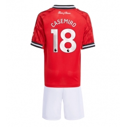 Strój piłkarski Manchester United Casemiro #18 Koszulka Podstawowej dziecięce 2025-26 Krótki Rękaw (+ Krótkie spodenki)