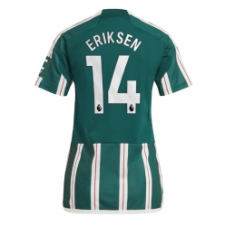 Strój piłkarski Manchester United Christian Eriksen #14 Koszulka Wyjazdowej damskie 2023-24 Krótki Rękaw