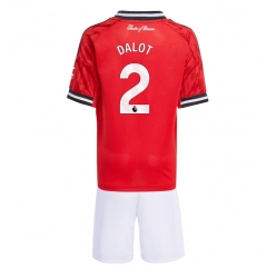 Strój piłkarski Manchester United Diogo Dalot #2 Koszulka Podstawowej dziecięce 2025-26 Krótki Rękaw (+ Krótkie spodenki)