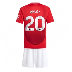 Strój piłkarski Manchester United Diogo Dalot #20 Koszulka Podstawowej dziecięce 2024-25 Krótki Rękaw (+ Krótkie spodenki)
