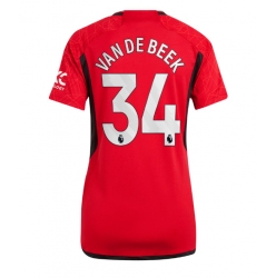 Strój piłkarski Manchester United Donny van de Beek #34 Koszulka Podstawowej damskie 2023-24 Krótki Rękaw