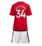 Strój piłkarski Manchester United Donny van de Beek #34 Koszulka Podstawowej dziecięce 2023-24 Krótki Rękaw (+ Krótkie spodenki)