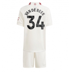 Strój piłkarski Manchester United Donny van de Beek #34 Koszulka Trzeciej dziecięce 2023-24 Krótki Rękaw (+ Krótkie spodenki)
