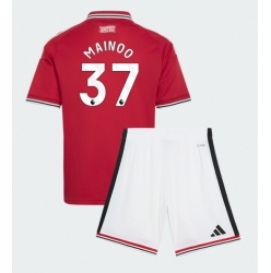 Strój piłkarski Manchester United Kobbie Mainoo #37 Koszulka Podstawowej dziecięce 2026-27 Krótki Rękaw (+ Krótkie spodenki)