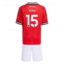 Strój piłkarski Manchester United Leny Yoro #15 Koszulka Podstawowej dziecięce 2025-26 Krótki Rękaw (+ Krótkie spodenki)
