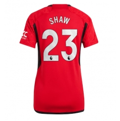 Strój piłkarski Manchester United Luke Shaw #23 Koszulka Podstawowej damskie 2023-24 Krótki Rękaw