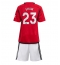 Strój piłkarski Manchester United Luke Shaw #23 Koszulka Podstawowej dziecięce 2023-24 Krótki Rękaw (+ Krótkie spodenki)