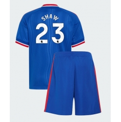 Strój piłkarski Manchester United Luke Shaw #23 Koszulka Wyjazdowej dziecięce 2026-27 Krótki Rękaw (+ Krótkie spodenki)