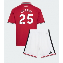 Strój piłkarski Manchester United Manuel Ugarte #25 Koszulka Podstawowej dziecięce 2026-27 Krótki Rękaw (+ Krótkie spodenki)