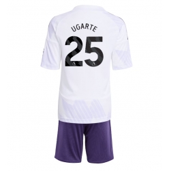 Strój piłkarski Manchester United Manuel Ugarte #25 Koszulka Wyjazdowej dziecięce 2025-26 Krótki Rękaw (+ Krótkie spodenki)