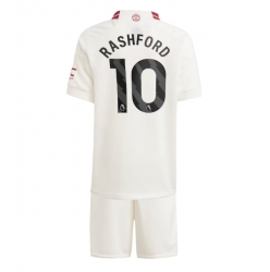 Strój piłkarski Manchester United Marcus Rashford #10 Koszulka Trzeciej dziecięce 2023-24 Krótki Rękaw (+ Krótkie spodenki)