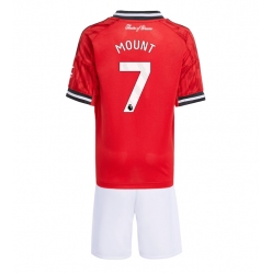 Strój piłkarski Manchester United Mason Mount #7 Koszulka Podstawowej dziecięce 2025-26 Krótki Rękaw (+ Krótkie spodenki)