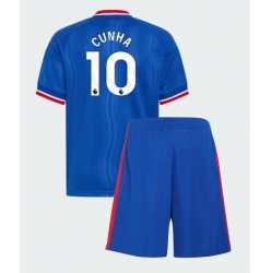 Strój piłkarski Manchester United Matheus Cunha #10 Koszulka Wyjazdowej dziecięce 2026-27 Krótki Rękaw (+ Krótkie spodenki)