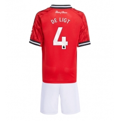 Strój piłkarski Manchester United Matthijs de Ligt #4 Koszulka Podstawowej dziecięce 2025-26 Krótki Rękaw (+ Krótkie spodenki)
