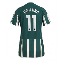 Strój piłkarski Manchester United Rasmus Hojlund #11 Koszulka Wyjazdowej damskie 2023-24 Krótki Rękaw