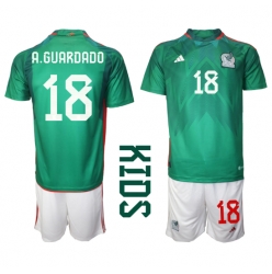 Strój piłkarski Meksyk Andres Guardado #18 Koszulka Podstawowej dziecięce MŚ 2022 Krótki Rękaw (+ Krótkie spodenki)