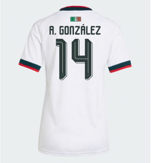 Strój piłkarski Meksyk Armando Gonzalez #14 Koszulka Wyjazdowej damskie MŚ 2026 Krótki Rękaw Strój piłkarski Meksyk Armando Gonzalez #14 Koszulka Wyjazdowej damskie MŚ 2026 Krótki Rękaw