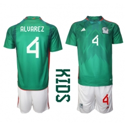 Strój piłkarski Meksyk Edson Alvarez #4 Koszulka Podstawowej dziecięce MŚ 2022 Krótki Rękaw (+ Krótkie spodenki)
