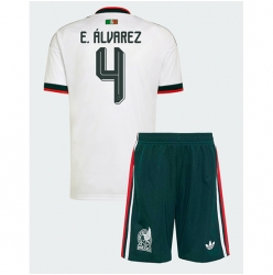 Strój piłkarski Meksyk Edson Alvarez #4 Koszulka Wyjazdowej dziecięce MŚ 2026 Krótki Rękaw (+ Krótkie spodenki)