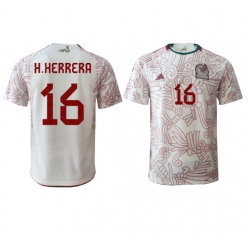 Strój piłkarski Meksyk Hector Herrera #16 Koszulka Wyjazdowej MŚ 2022 Krótki Rękaw