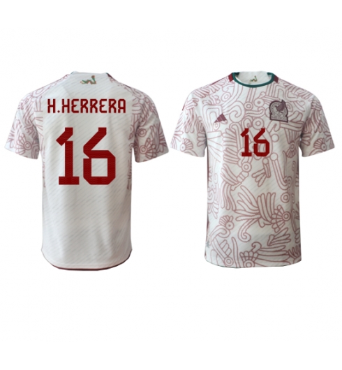 Strój piłkarski Meksyk Hector Herrera #16 Koszulka Wyjazdowej MŚ 2022 Krótki Rękaw
