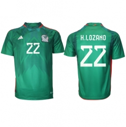 Strój piłkarski Meksyk Hirving Lozano #22 Koszulka Podstawowej MŚ 2022 Krótki Rękaw