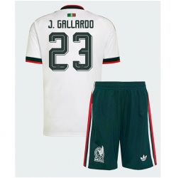 Strój piłkarski Meksyk Jesus Gallardo #23 Koszulka Wyjazdowej dziecięce MŚ 2026 Krótki Rękaw (+ Krótkie spodenki)