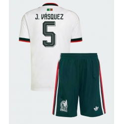 Strój piłkarski Meksyk Johan Vasquez #5 Koszulka Wyjazdowej dziecięce MŚ 2026 Krótki Rękaw (+ Krótkie spodenki)