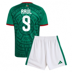 Strój piłkarski Meksyk Raul Jimenez #9 Koszulka Podstawowej dziecięce MŚ 2026 Krótki Rękaw (+ Krótkie spodenki)