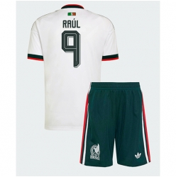 Strój piłkarski Meksyk Raul Jimenez #9 Koszulka Wyjazdowej dziecięce MŚ 2026 Krótki Rękaw (+ Krótkie spodenki)