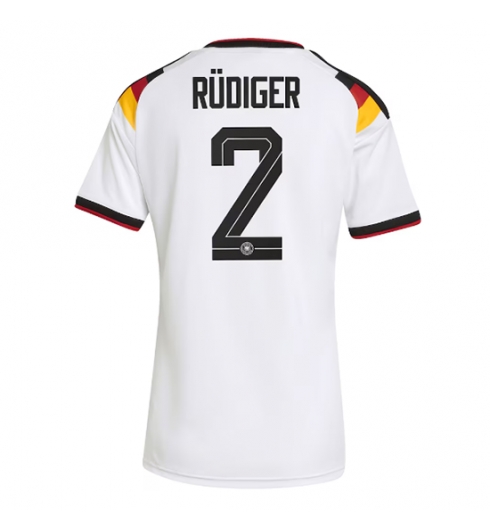 Strój piłkarski Niemcy Antonio Rudiger #2 Koszulka Podstawowej damskie MŚ 2026 Krótki Rękaw Strój piłkarski Niemcy Antonio Rudiger #2 Koszulka Podstawowej damskie MŚ 2026 Krótki Rękaw
