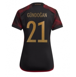 Strój piłkarski Niemcy Ilkay Gundogan #21 Koszulka Wyjazdowej damskie MŚ 2022 Krótki Rękaw